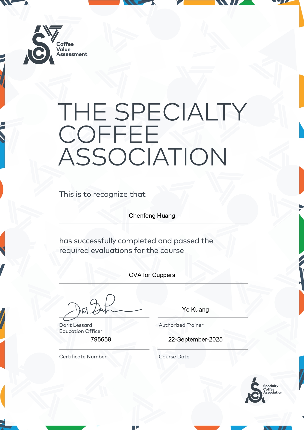 SCA CVA Certificate