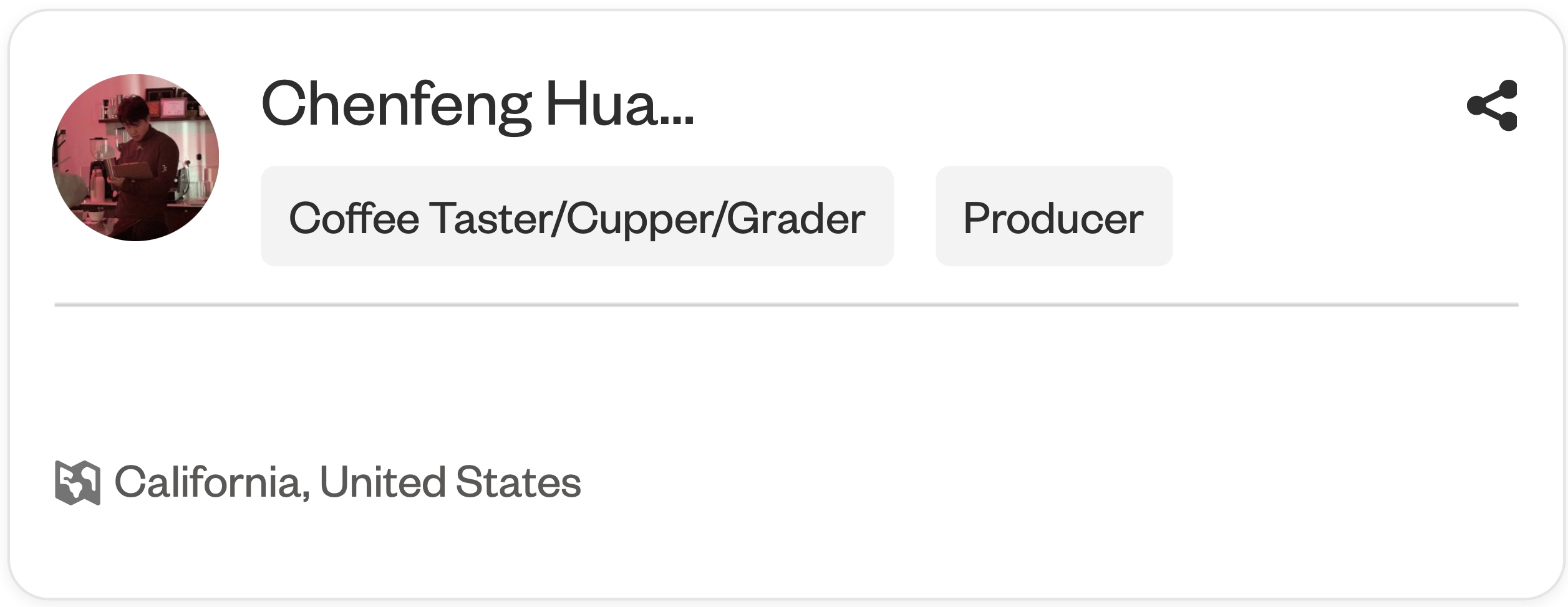 SCA Coffee Skills Program profile showing Q Grader and Registered Instructor